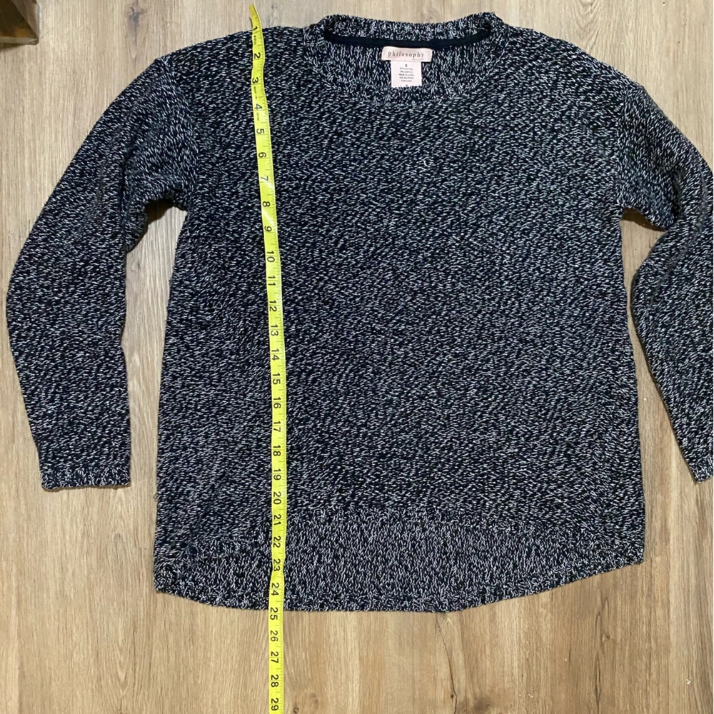 Philosophy Soft Heathered Black and White Sweater